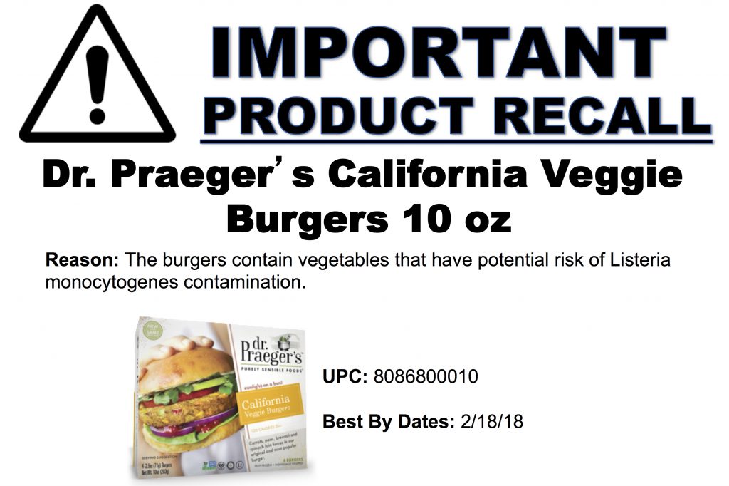 Dr. Praeger’s California Veggie Burgers RECALL Food Bazaar Supermarket