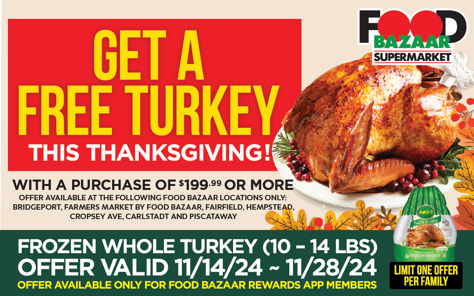 Get a free turkey this thanksgiving with a purchase of $199.99 or more for rewards app members.