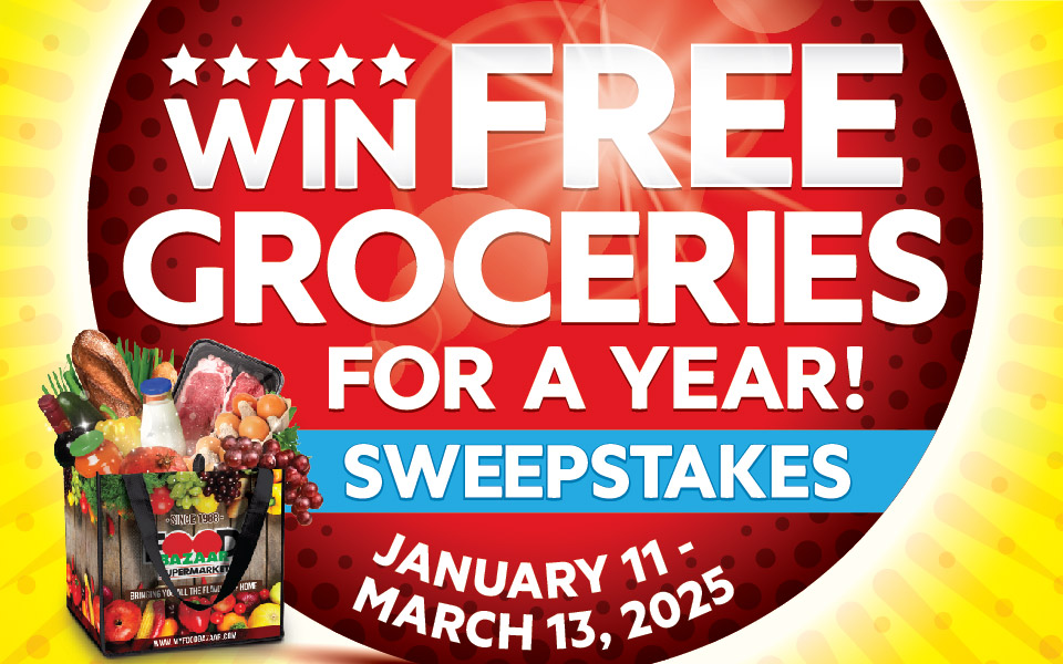 Win Free Groceries for a Year! Download the Food Bazaar Rewards App or use our in-store kiosk.